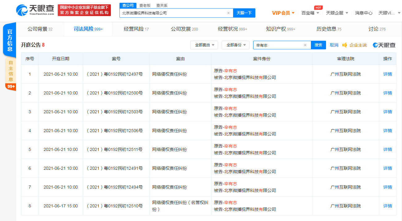 辛巴起诉抖音 涉及网络侵权、名誉权纠纷