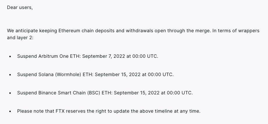 以太坊合并FTX将暂停Arbitrum、Solana、BSC上ETH充提！SBF：仍可交易-第2张图片-欧意下载