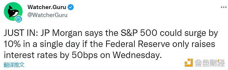 摩根大通：如果美联储在周三仅加息50个基点，标普500指数可能在一天内飙升10%-第1张图片-欧意下载