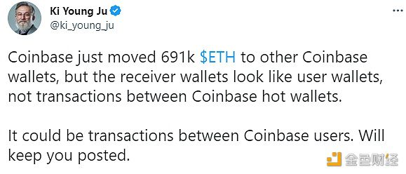 数据：69.1万枚ETH从Coinbase转出-第1张图片-欧意下载