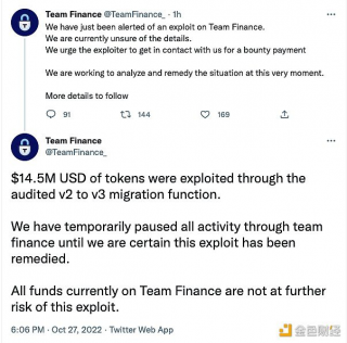 Team Finance：1450万美元Token被盗，协议暂时停用