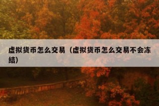虚拟货币怎么交易（虚拟货币怎么交易不会冻结）
