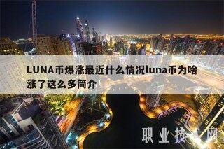 LUNA币爆涨最近什么情况luna币为啥涨了这么多简介
